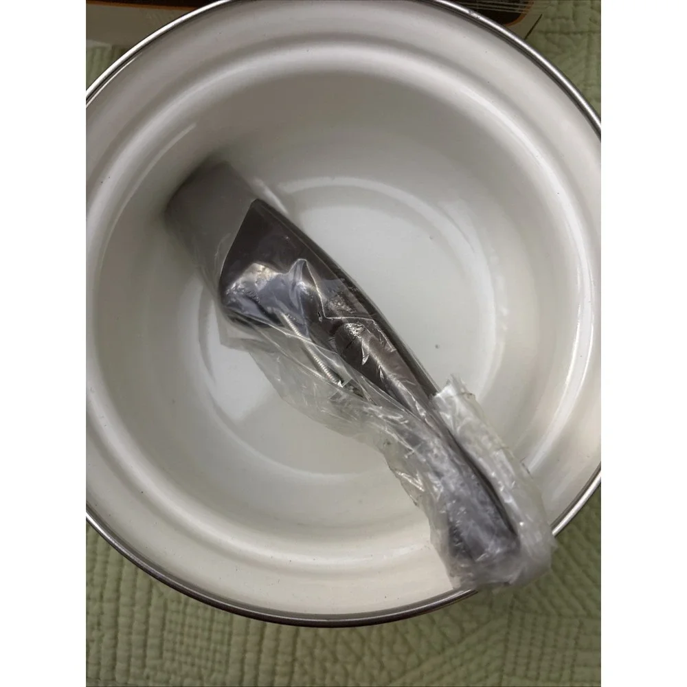 Vtg Show Pans 1 Qt Saucepan Orange Floral Enamel Sanko ware new w/ Box Retro